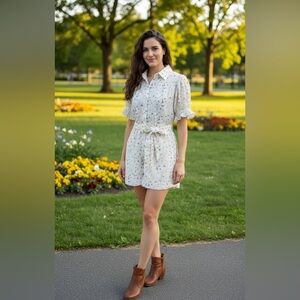 Petal & Pup Cream Floral Amy Romper -Yellow Floral